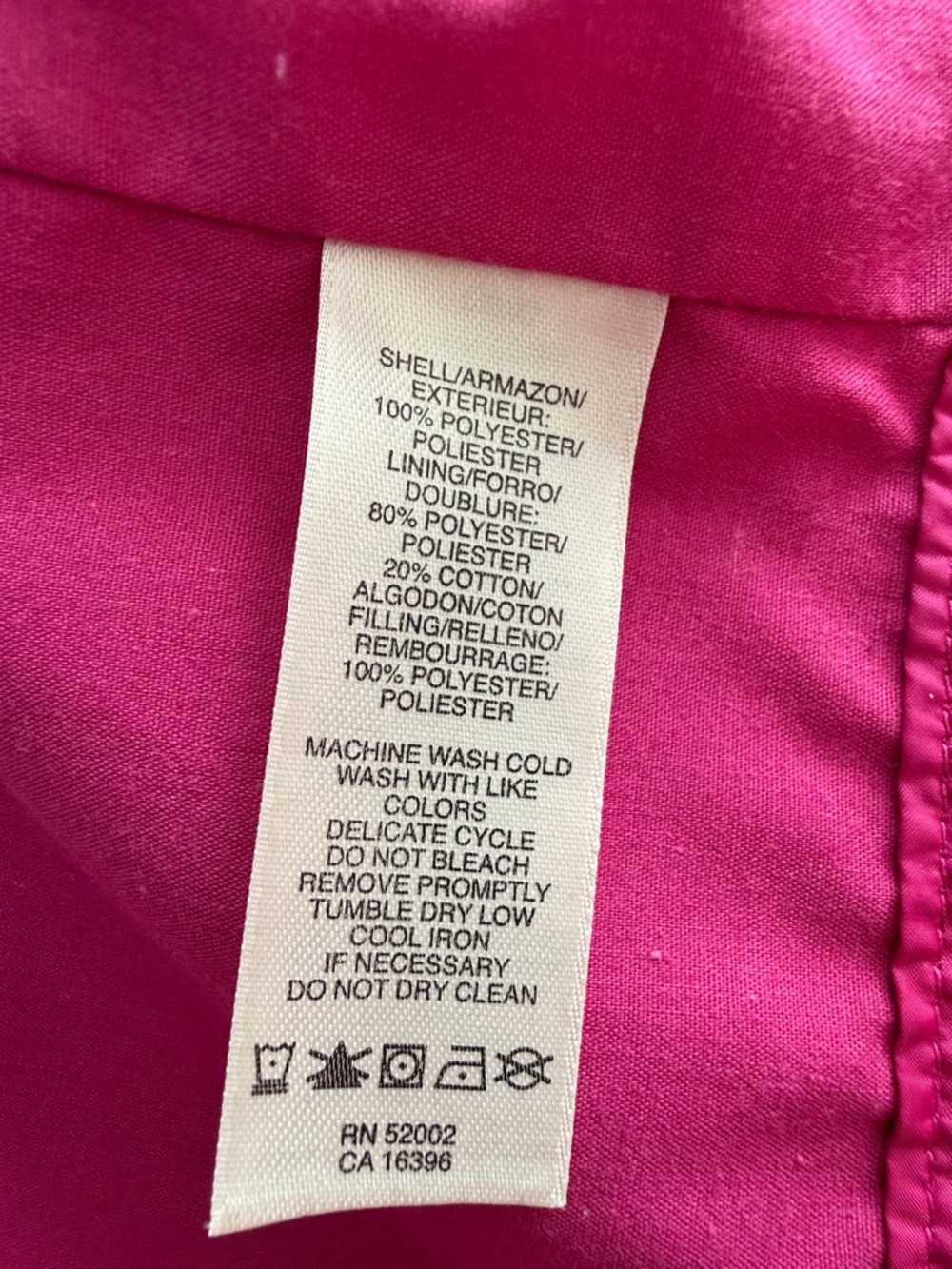 DKNY Fuchsia Zip-Front Bomber style zip front jacket. Polyester. size SMALL - Picture 6 of 6